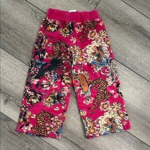 Ed Hardy Pink Graphic print wide leg Pants kids size 3